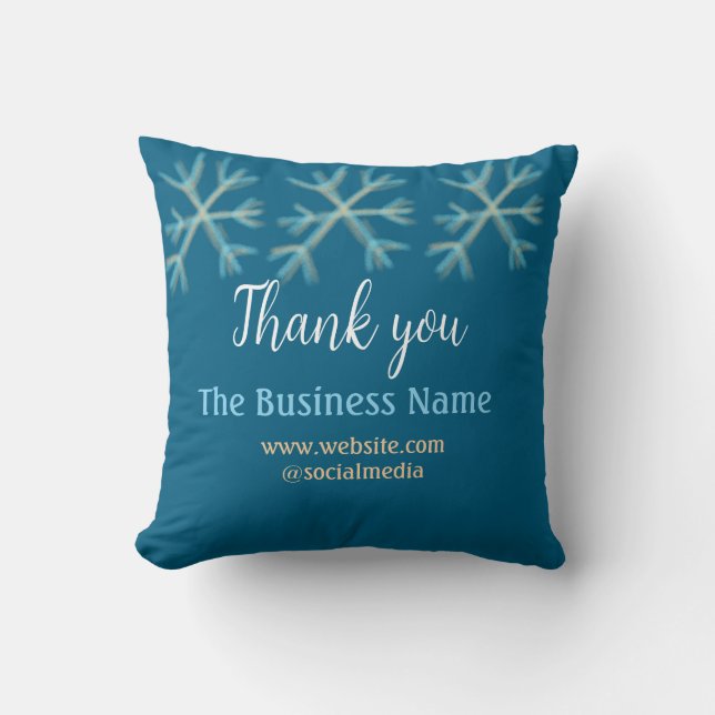 Coussin Blue orange snowflakes ajouter nom commercial noël (Recto)