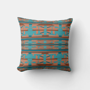 Coussin Blue Orange Turquoise Sud-Ouest Look Tribal Art