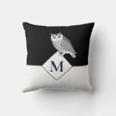 Coussin Blue Owl Grey Monogramme Nom Salle de bain Bain Ma (Verso)