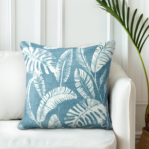 Coussin Blue Palm Feuilles Jeu d'oreiller