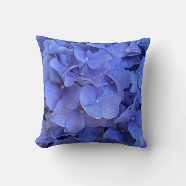 Coussin Blue periwinkel élégantes hydrangées florales (Recto)