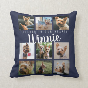 Coussin Blue Pet Photo Collage Nom du script de conservati