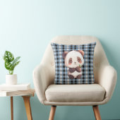 Coussin Blue Plaid Panda Throw Pillow (Chaise)