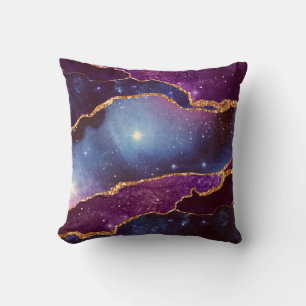 Coussin Blue & Purple Space & Stars Agate moderne