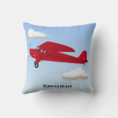 Coussin Blue Red Boy's Bedroom Avion Vintage (Verso)