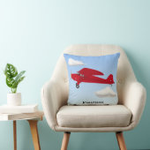 Coussin Blue Red Boy's Bedroom Avion Vintage (Chaise)