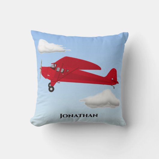 Coussin Blue Red Boy's Bedroom Avion Vintage (Recto)