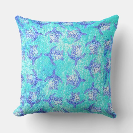 Coussin Blue Sea Turtle Print (Recto)