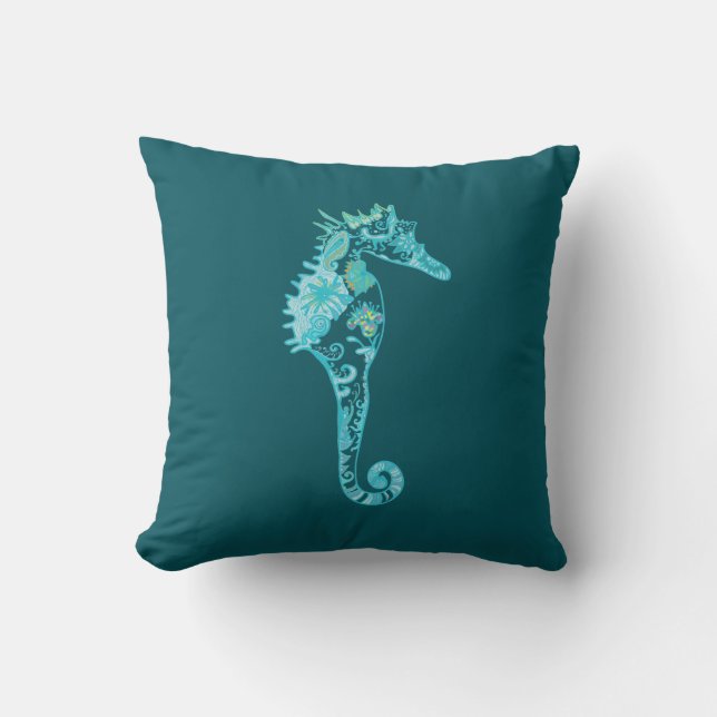 Coussin Blue Seahorse Blue Cushion (Recto)