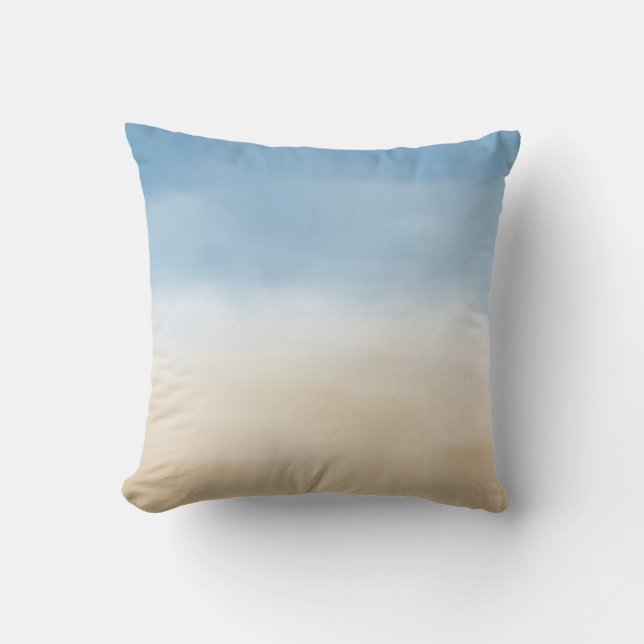 Coussin Blue Sky Beige Sand Ombre Aquarelle (Recto)