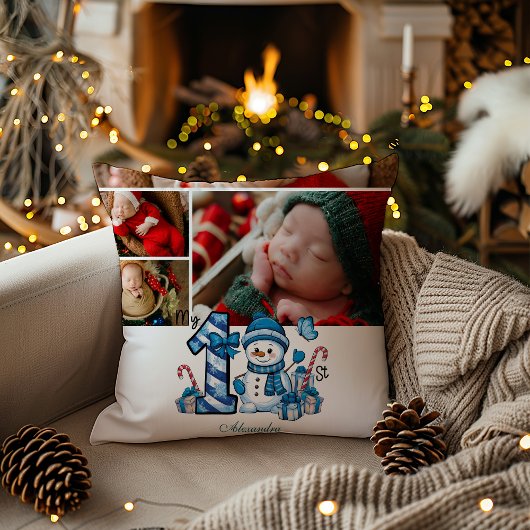 Coussin Blue Snowman Premier Noël