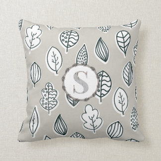 Coussin Blue Tan Farmhouse Vintage Pays Monogram Cute