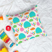 Coussin Blue Umbrellas with Clouds and Raindrops