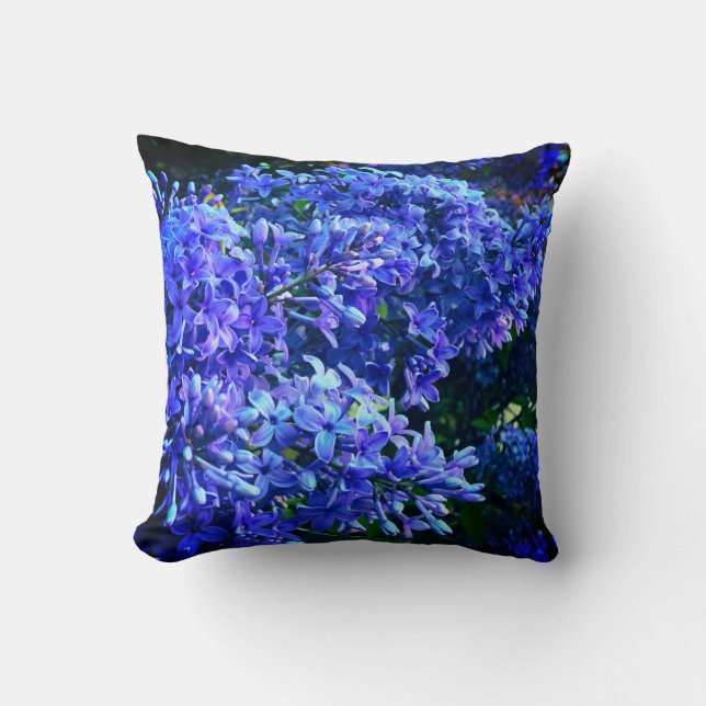 Coussin Blue violet lilas romantique bleu floral photo (Recto)