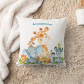 Coussin Blue Watercolor Cute Safari Jungle Animaux (Couverture)