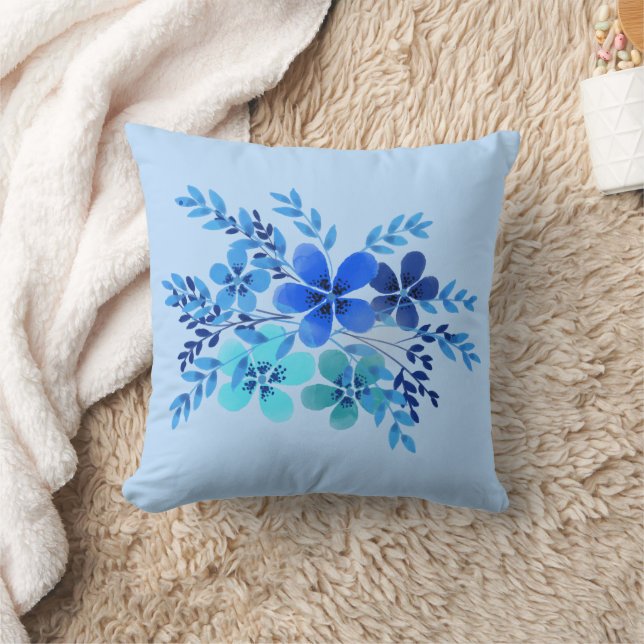 Coussin Blue Watercolor Flower (Couverture)