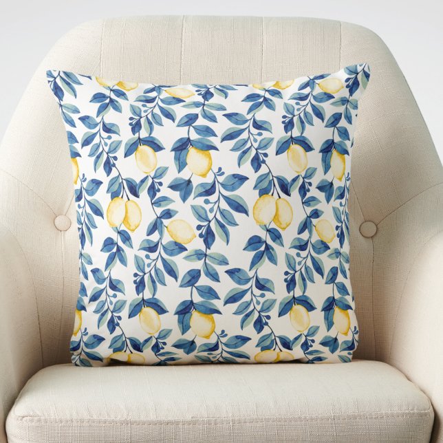 Coussin Blue Watercolor Lemon (Créateur téléchargé)
