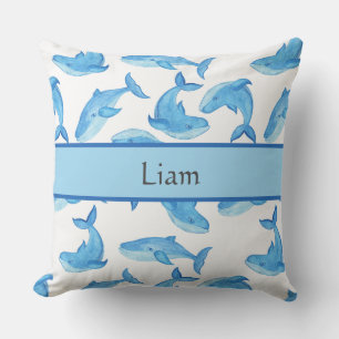 Coussin Blue Whale Votre Nom Ocean Sea Life