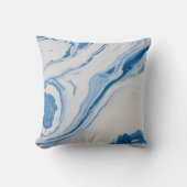 Coussin Blue & White Marbling – Fluid Abstract Art (Recto)