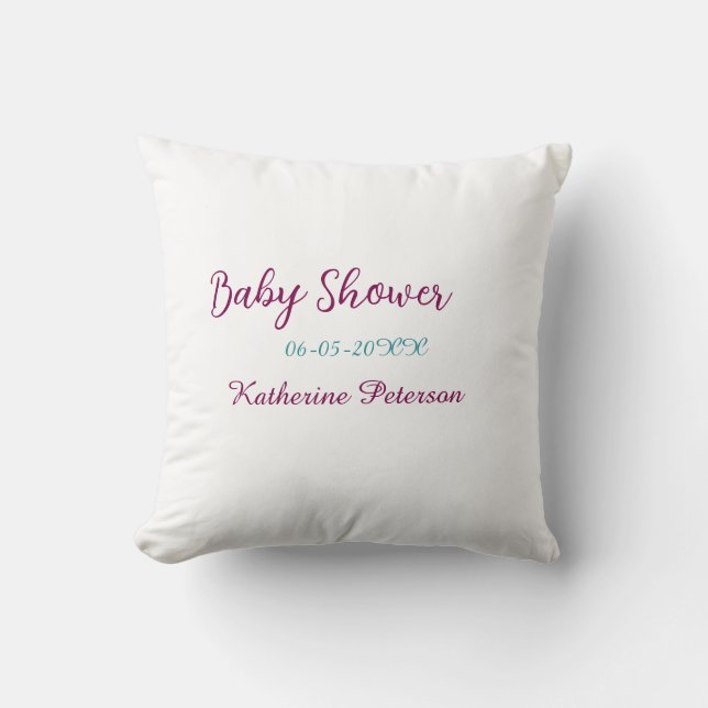 Coussin Blue yellow baby shower name date animal ear cute  (Recto)