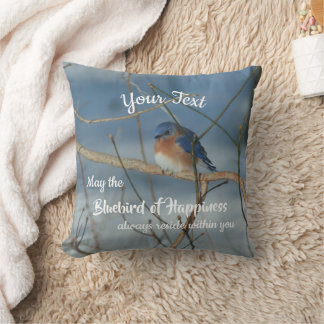 Coussin Bluebird Of Happiness Inspirational Personalized  