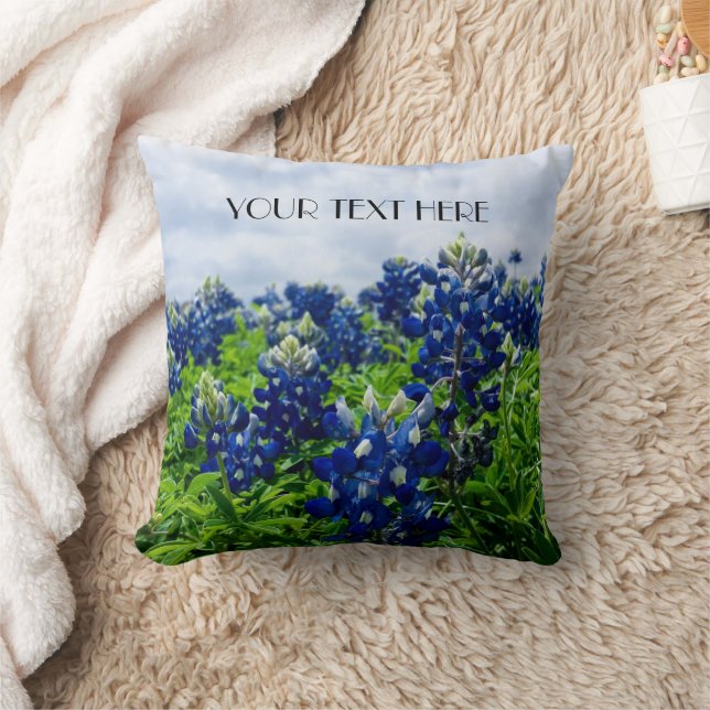 Coussin Bluebonnets Blue Flowers Texas texan Floral (Couverture)