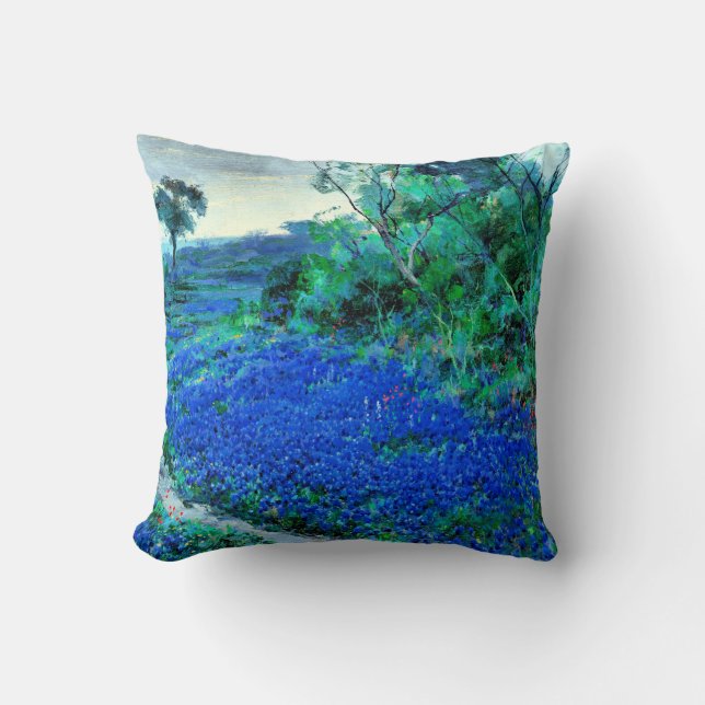 Coussin Bluebonnets dans le Misty Morning (Recto)