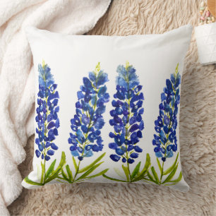 Coussin Bluebonnets Texas State Flowers Lupine Watercolor
