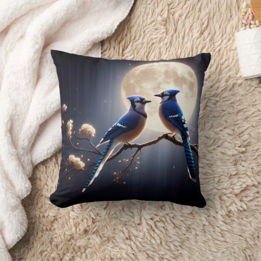 Coussin Bluejay Whisper – Tranquil Forest Songbird Art (Couverture)