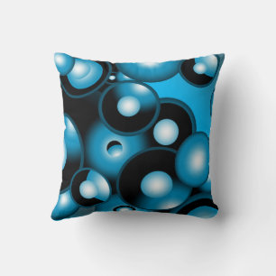 Coussin Blues Cercle Concentré Orbital Art Abstrait
