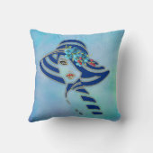 Coussin Blues de Cornflower en aquarelle (Verso)