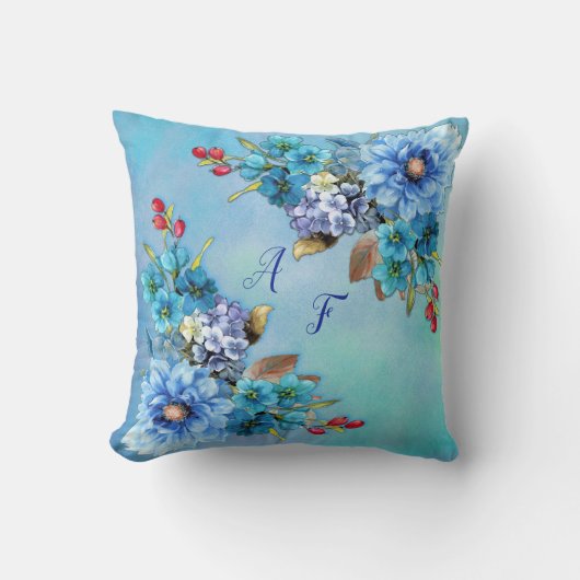 Coussin Blues de Cornflower en aquarelle (Recto)