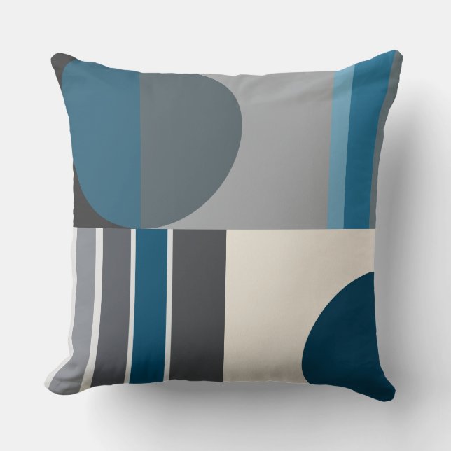 Coussin Blues et gris Géométrique (Recto)