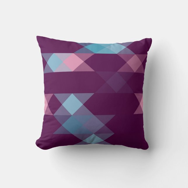 Coussin blues, pinks and purple geometric (Recto)