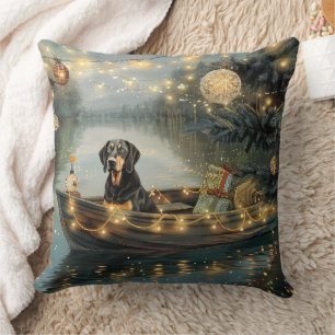 Coussin Bluetick Coonhound Noël Festive Voyage