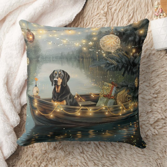 Coussin Bluetick Coonhound Noël Festive Voyage (Couverture)