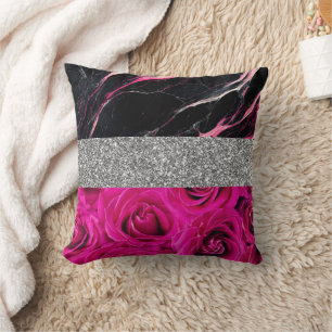 Coussin Blush doré pailleté aquarelle or rose de luxe