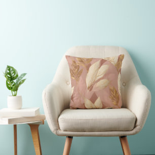 Coussin Blush Pink Gold Collection Feuille tendance Boho