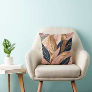 Coussin Blush Pink Gold Modern Boho Collection Feuilles