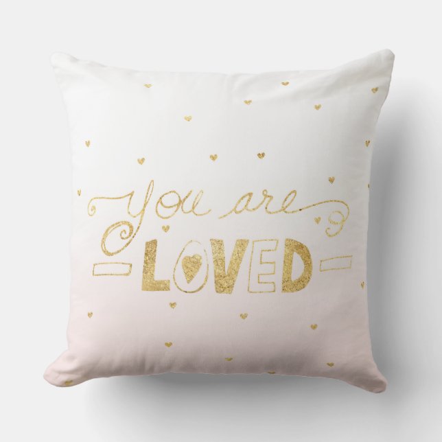 Coussin Blush Pink Gold Vous êtes Lots Hearts Ombre (Recto)