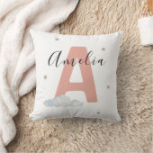 Coussin Blush Pink Personalized Baby Name Pillow Custom (Couverture)