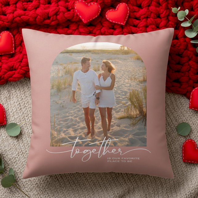 Coussin Blush Pink Together Typography Couple Valentine (Créateur téléchargé)