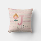 Coussin Blush Rose Ballerina Monogram J – Art Personnalisé (Recto)