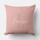Coussin Blush rose écriture moderne monogramme de fille pr (Recto)