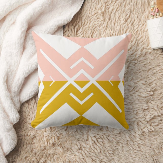 Coussin Blush rose moutarde couleur bloc géométrique moder (Couverture)