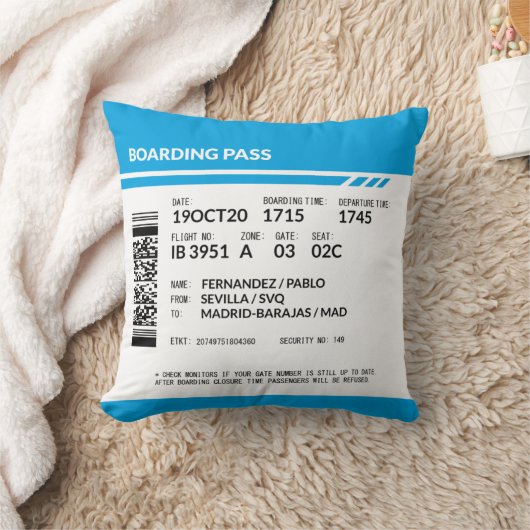 Coussin Boarding Pass (blue) (Couverture)