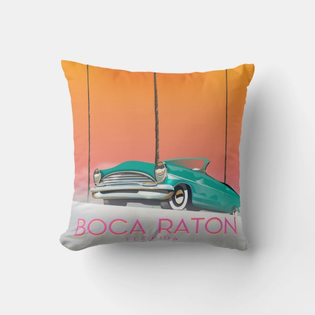 Coussin Boca Raton Florida affiche de voyage. (Recto)