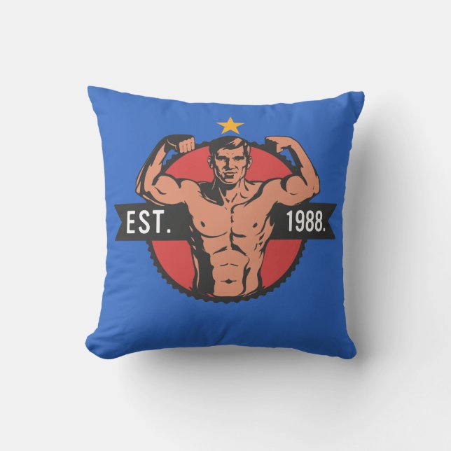 Coussin Bodybuilder Vintage FÉDÉ 1988 (Recto)