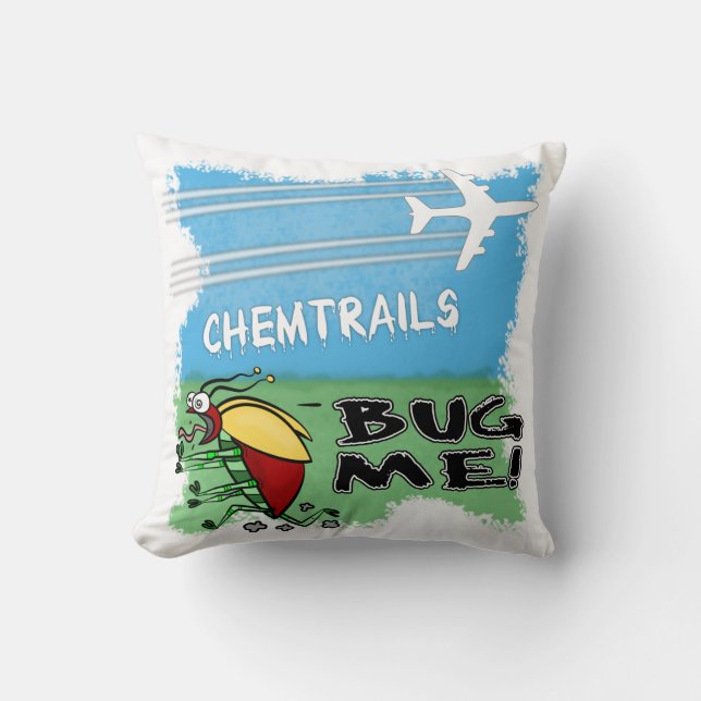 Coussin Bogue fuyant un avion de traînée chimique (Recto)