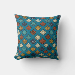 Coussin Bohème à Écailles de Poisson Bleu Turquois